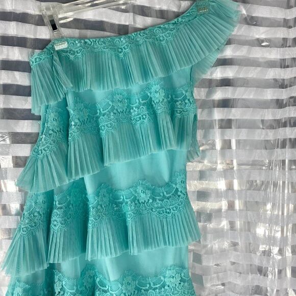 Maxandcleo Mint Green One Shoulder Tier Lace Dress - Picture 3 of 6